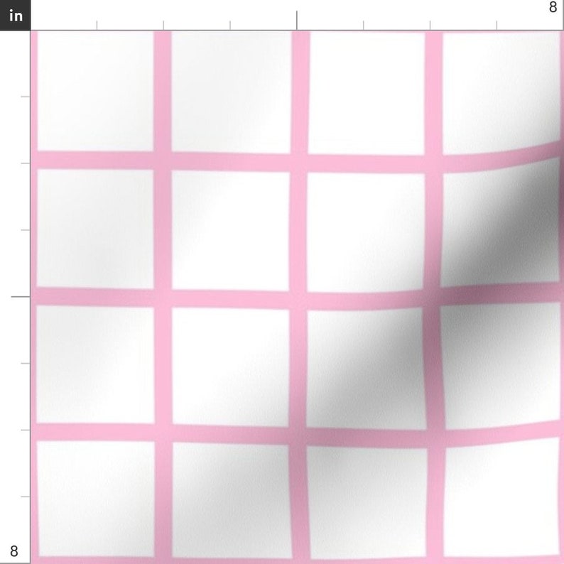 Abstract Modern Pink Grid Fabric Grid Pink On White By Etsy Italia