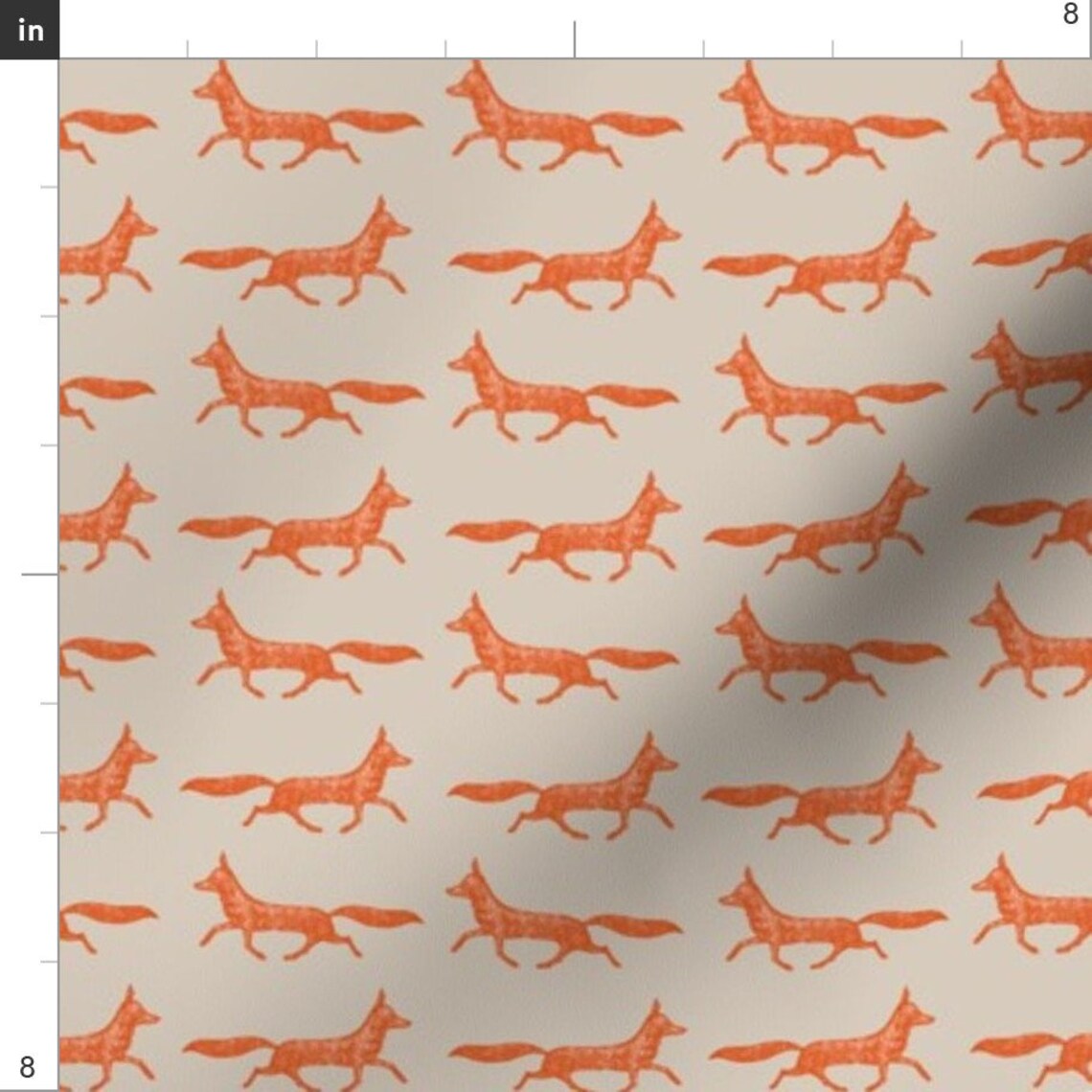 Fox Hunt Fabric Run Fox Run by Clpourlamaison Orange Fox Etsy