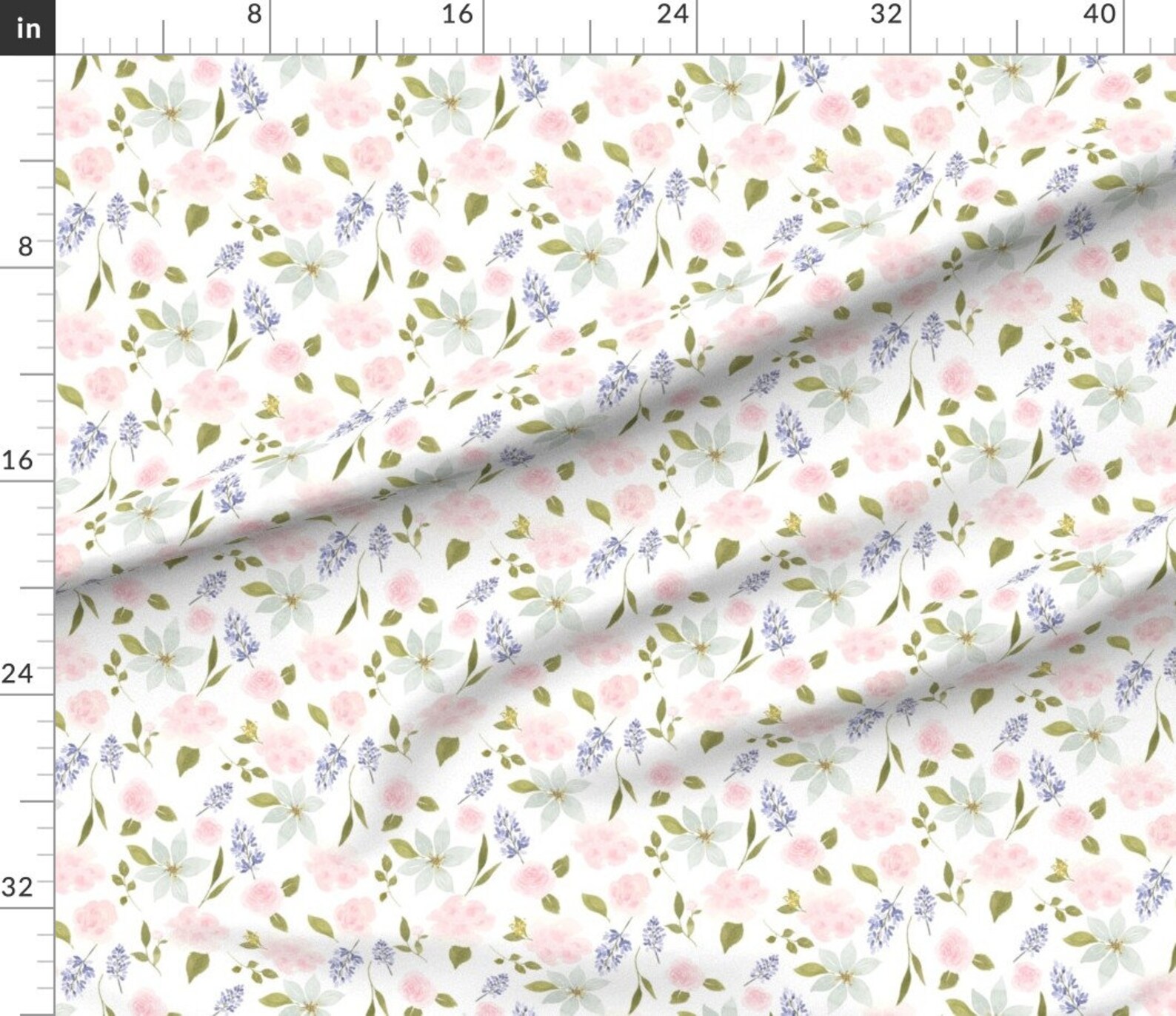 Spring Floral Wedding Fabric Lavender And Roses By Mintpeony Etsy