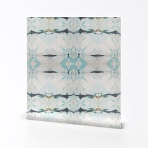 Abstract Tie Dye Wallpaper - Teal Diamonds By Michellemathis -  Aqua Custom Printed Removable Self Adhesive Wallpaper Roll by Spoonflower