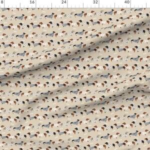 Dachshund In Sweaters Fabric - Dachshund Dog Fabric By Petfriendly - Baby Nursery Dog On Tan Cotton Fabric By The Yard With Spoonflower imagen 2
