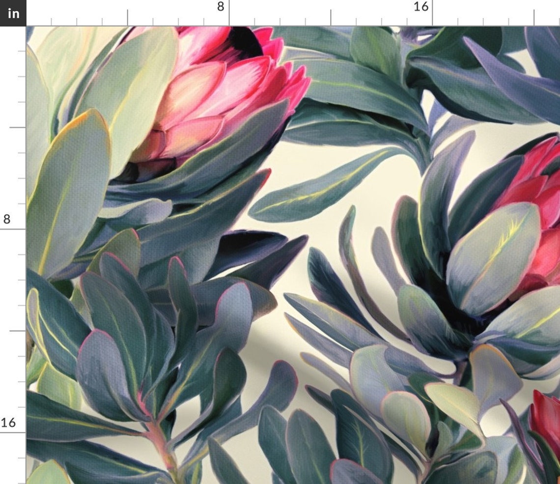 Proteas Fabric Painted Protea Floral Extra Large Version by | Etsy