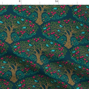 Apple Trees Fabric - Apple Tree {Ruby Red} - Medium Scale By Ceciliamok - Apple Orchard Cotton Fabric By The Yard With Spoonflower