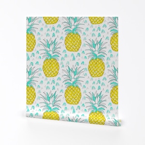 Ananas-Tapete - Aquarellananas von Emilysanford - Benutzerdefinierte entfernbare selbstklebende Tapetenrolle von Spoonflower