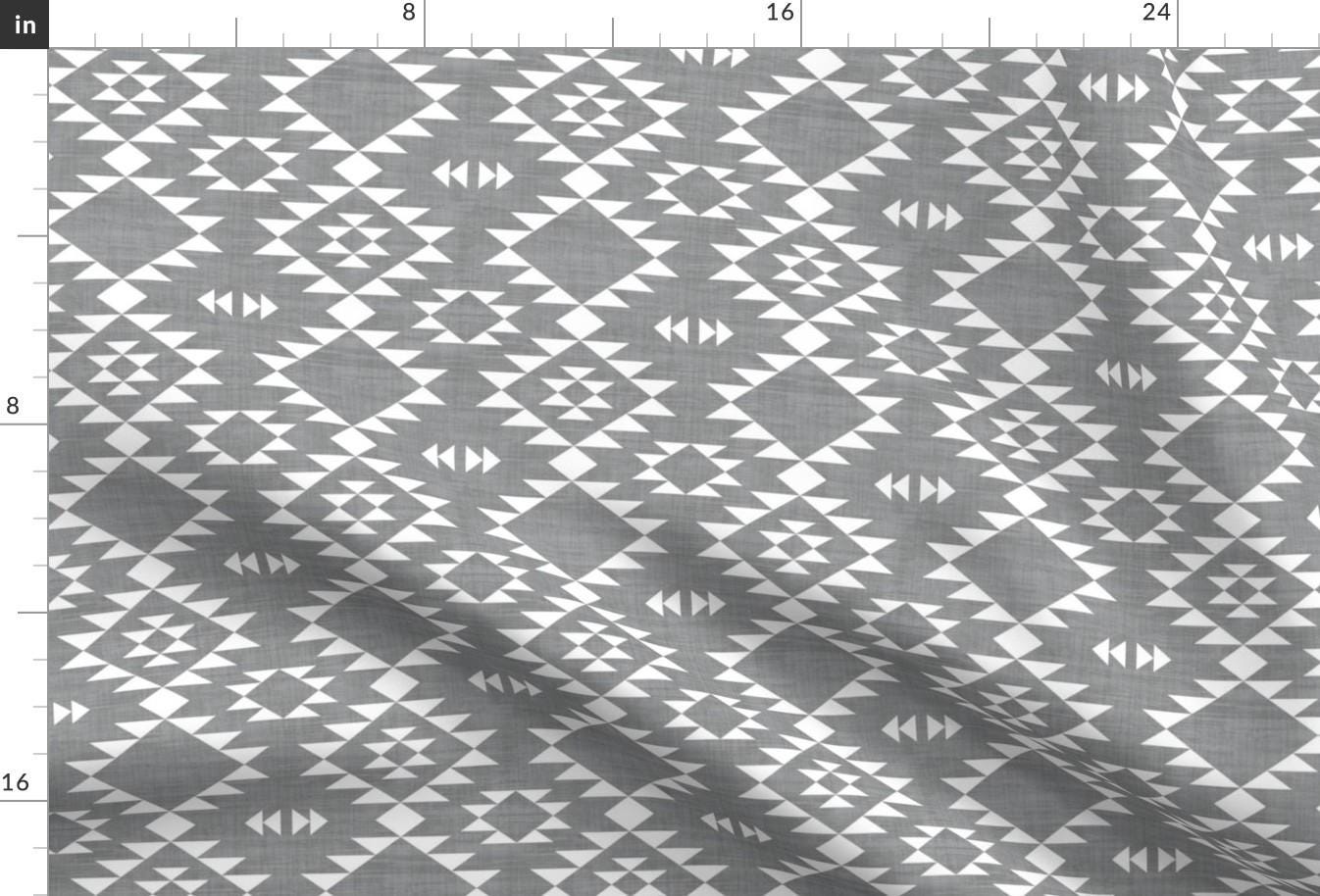 Southwestern Fabric  - Texture Gray White Fabric By Kimsa - Southwestern Boho Grey and White Cotton Fabric by the Yard with Spoonflower