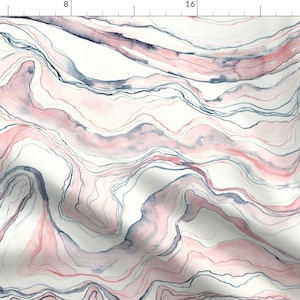 Watercolor Marble Fabric - Watercolor Marble By Rebecca Reck Art - Watercolor Marbled Pink Blue Cotton Fabric By The Yard With Spoonflower
