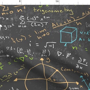 Math Fabric - Math Lessons (Large Scale) By Robyriker - Math Science STEM Geek Nerdy Quilting Cotton Fabric By The Yard With Spoonflower