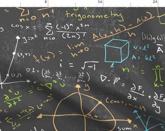 Math Fabric - Math Lessons (Large Scale) By Robyriker - Math Science STEM Geek Nerdy Quilting Cotton Fabric By The Yard With Spoonflower