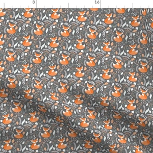 Fox Fabric - Sleepy Foxes By Gingerlous - Baby Nursery Woodland Animals Kids Childrens Bedding Cotton Fabric By The Yard With Spoonflower