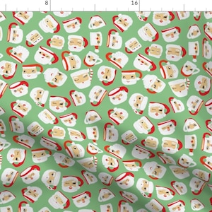 Santa Mug Fabric - Santa Mug Collection (Mint) By Heidikenney - Retro Vinatage Santa Christmas Cotton Fabric By The Yard With Spoonflower imagen 1