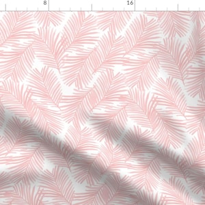 Palm Fabric - Palm Print Pastel Pink Nursery Baby Design By Charlottewinter - Palm Fronds Pink Cotton Fabric By The Yard With Spoonflower image 1