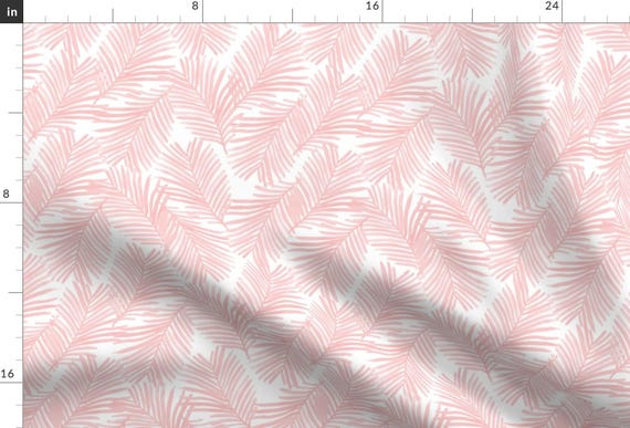 Palm Fabric - Palm Print Pastel Pink Nursery Baby Design By Charlottewinter - Palm Fronds Pink Cotton Fabric By The Yard With Spoonflower