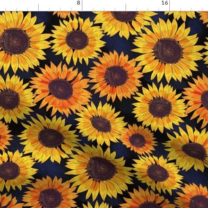 Sunflower Fabric - Sunflower 3 By Laura May Designs - Summer Wildflower Yellow Indian Paintbrush Cotton Fabric By The Yard With Spoonflower