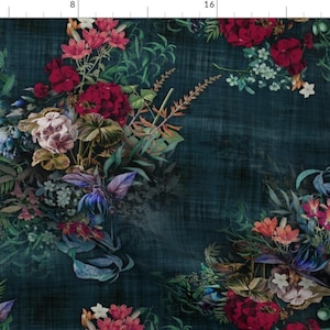 Moody Floral Fabric - Murky Garden  by kmaz - Romantic Botanical Dark Gothic Traditional Victorian Fabric by the Yard by Spoonflower