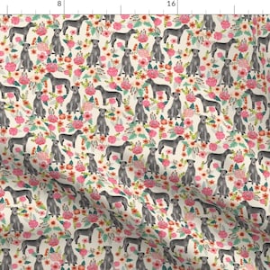 Irish Wolfhound Pink Floral Fabric - Irish Wolfhound Floral Dog Breed Fabric Tan By Petfriendly - Irish Wolfhound Fabric With Spoonflower image 1