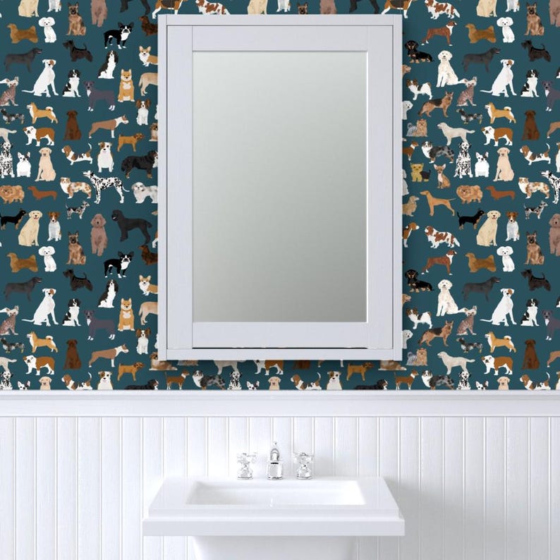 Dogs Wallpaper - Cute Dogs Best Dogs By Petfriendly - Dog Breed Blue Custom Printed Removable Self Adhesive Wallpaper Roll by Spoonflower image 8