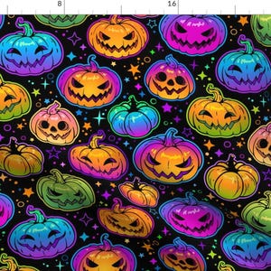 Halloween Fabric - Jack O Lantern Party by capricorn_sun - Pumpkins Jack O Lantern Trick Or Treat Stars Fabric by the Yard by Spoonflower