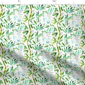 Watercolor Bamboo Fabric - Bamboo By Katerinaizotova - Watercolor Bamboo Botanical Plant Leaves Cotton Fabric By The Yard With Spoonflower