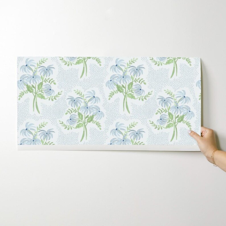 Dainty Floral Peel and Stick Wallpaper - Bouquets Grand Millenial Feminine - Removable Wall Decor Art - Pearl's Bouquet by danika_herrick image 9