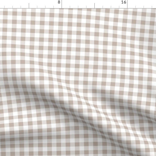Taupe Plaid Fabric - Gingham In Taupe by lilyoake - Neutral Gingham Taupe Tan Tartan Country Checks Fabric by the Yard by Spoonflower