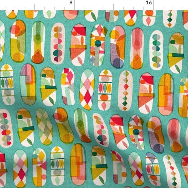 Midcentury Fabric - Skateboards By Ceciliamok - Midcentury Retro Atomic Summer Tropical Boards Cotton Fabric By The Yard With Spoonflower