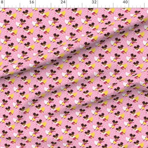 African American Girl Fabric - Little African American Superhero By Whimsical Brush - Pink Kids Cotton Fabric By the Yard With Spoonflower afbeelding 2