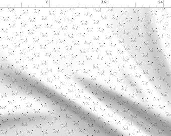 Cat Faces Fabric - Cats Xs By Kimsa - Cats Kittens Faces Black White Nursery Decor Baby Kids Cotton Fabric By The Yard With Spoonflower