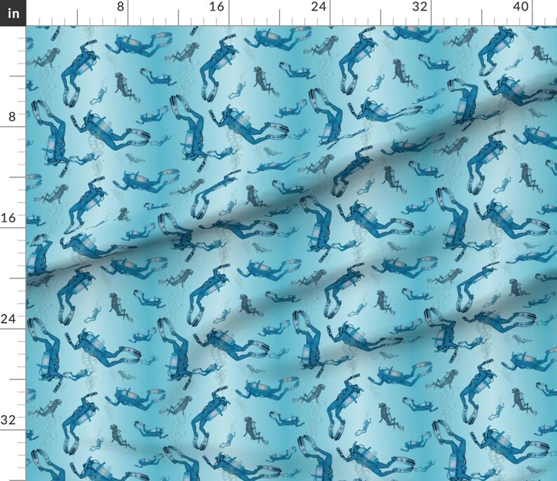 Scuba Diving Fabric Scuba Divers by valencia88 Underwater Divers