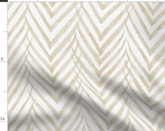 Botanical Chevron Fabric - Palm Leaf Stripe by luciafontes - Tropical Watercolor Neutral Herringbone Fabric by the Yard by Spoonflower