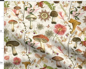 SPRINGS CREATIVE PRODUCTS BRIGHT OWL ALLOVER MUSHROOMS BEIGE COTTON FABRIC BTY SPRINGS CREATIVE PRODUCTS BRIGHT OWL ALLOVER MUSHROOMS BEIGE COTTON FABRIC BTY