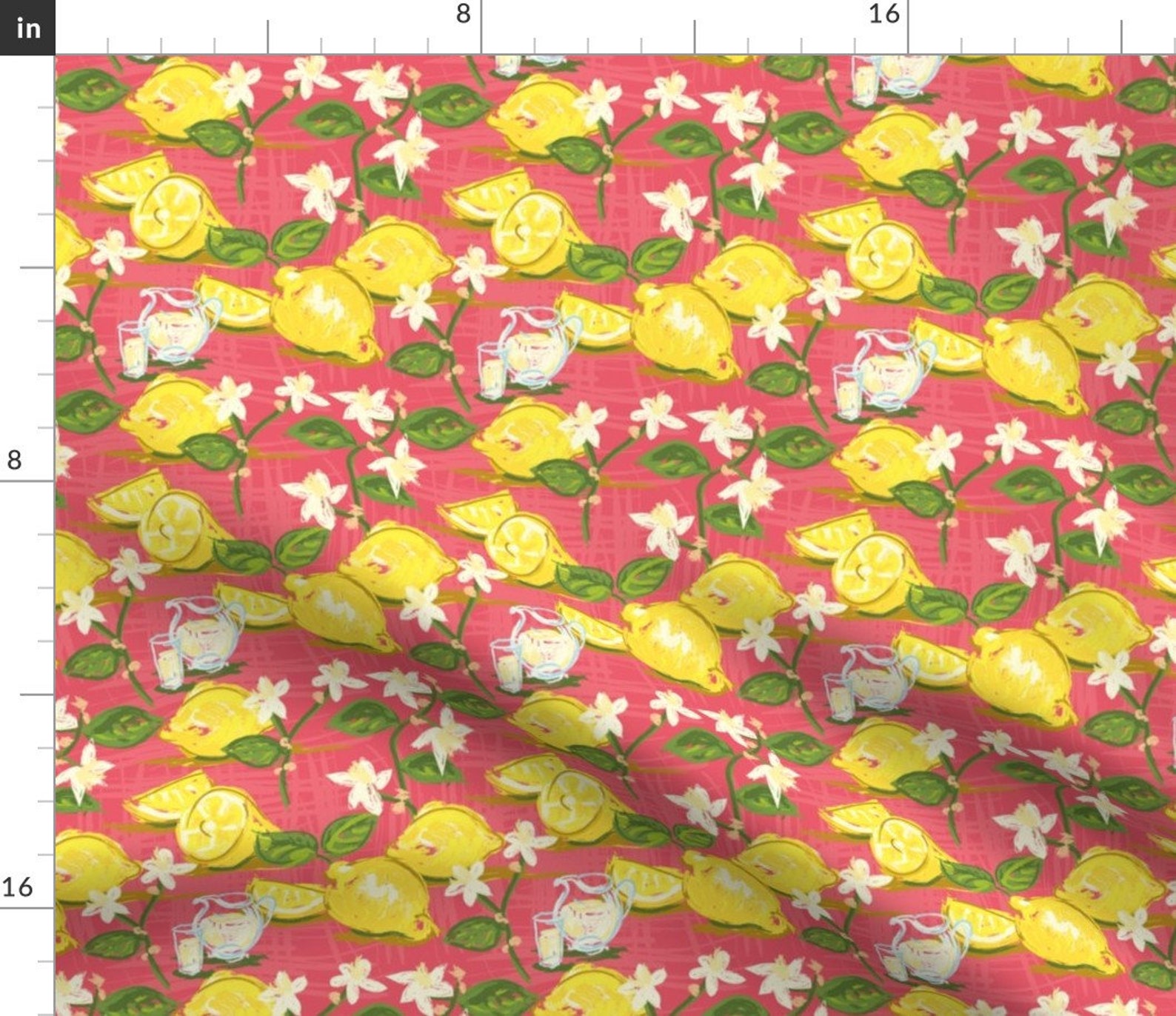 Pink Lemonade Fabric Chintzy Citrus by Seesawboomerang Etsy