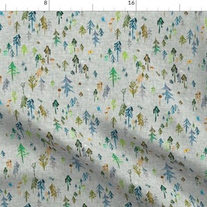 Woodland Forest Fabric - Pine Forest Sage Medium By Nouveau Bohemian - Woodland Forest Gray Cotton Fabric By The Yard With Spoonflower