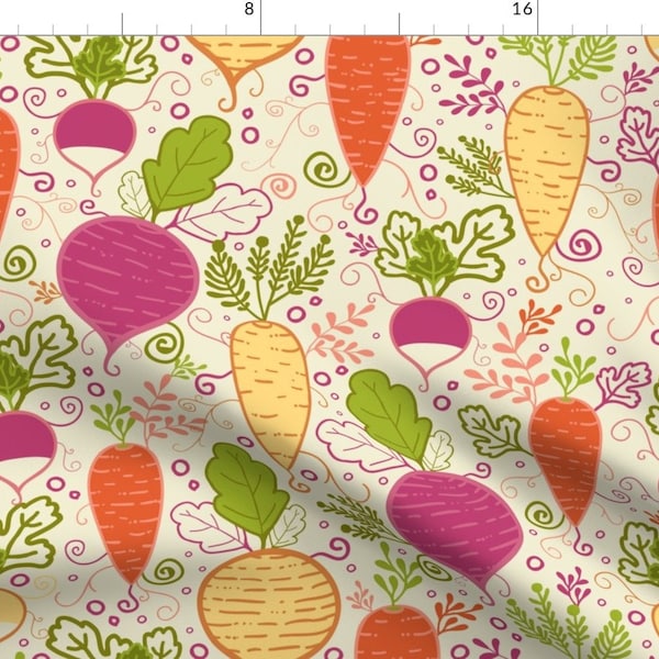 Colorful Veggie Fabric - Growing Root Vegetables By Oksancia - Kids Vegetable Home Decor Cotton Fabric By The Yard With Spoonflower