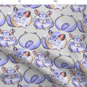 Purple Brushed Watercolor Chinchilla Fabric - Chinchillas By Wxstudio - Chinchilla Illustration Cotton Fabric By The Yard With Spoonflower