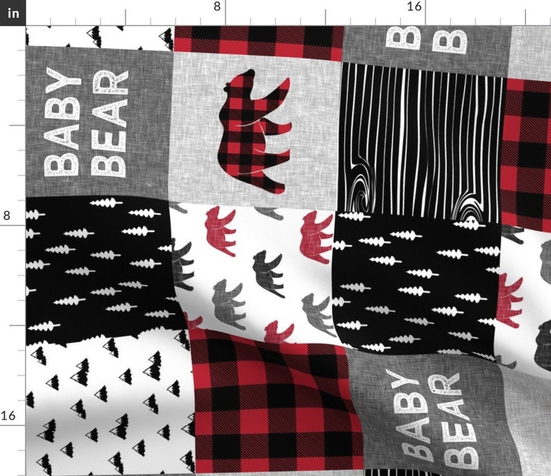 Lumberjack Fabric Baby Bear Patchwork Quilt Top Rotated Etsy