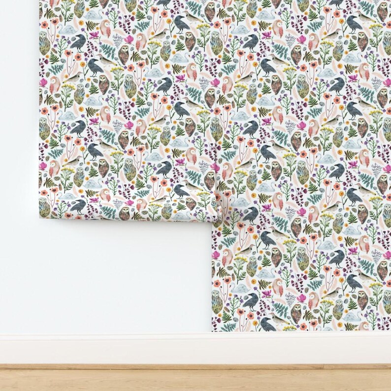 Birds Wallpaper - Lucid Dreams Miss Mystic - Large By Zoe Ingram - Bird Custom Printed Removable Self Adhesive Wallpaper Roll by Spoonflower image 4