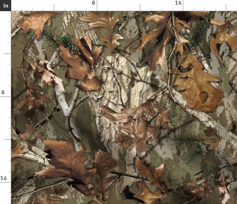 Oak Leaf Camo Fabric Woodland by Mb4studio Brown Green | Etsy