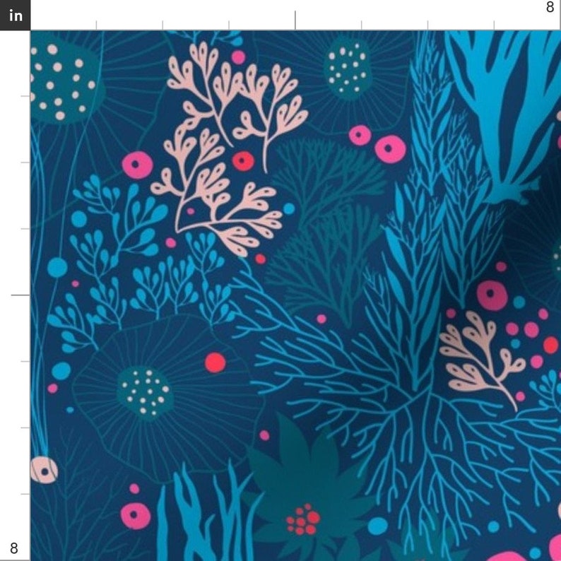 Blue Coral Reefs Underwater Fabric Underwater Sea World Etsy