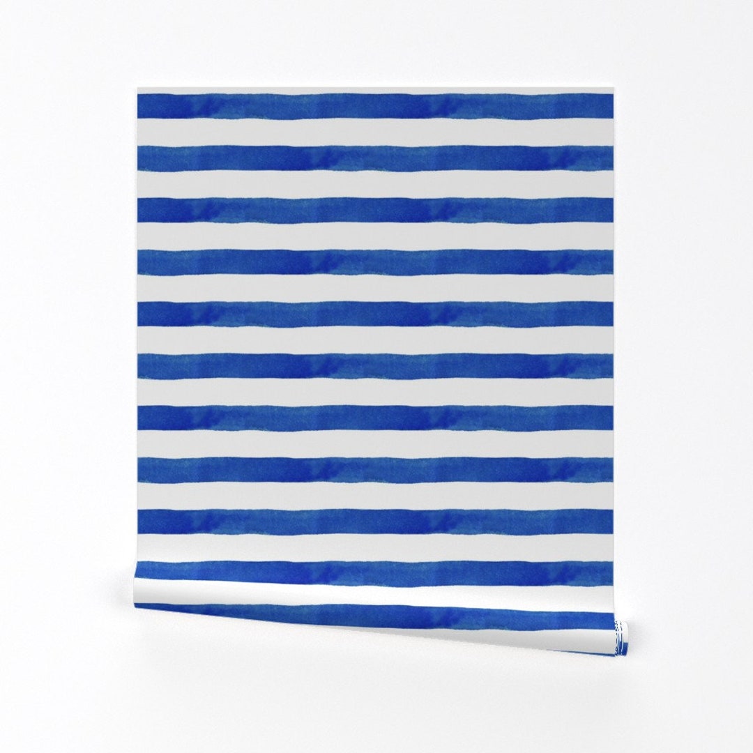 Blue Stripe Wallpaper White Blue Ribbon by Vivsfabulousmess Watercolor