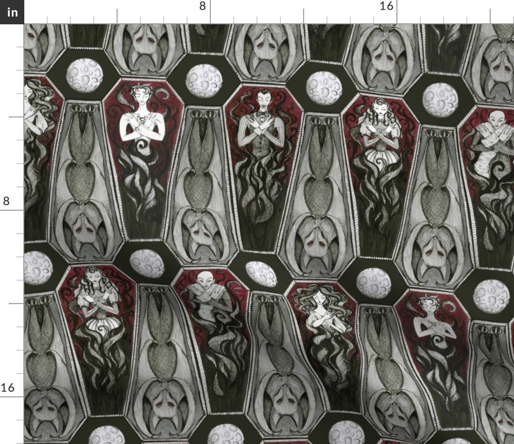 Sleeping Vampires Fabric the Undead Abed by Ceanirminger Etsy