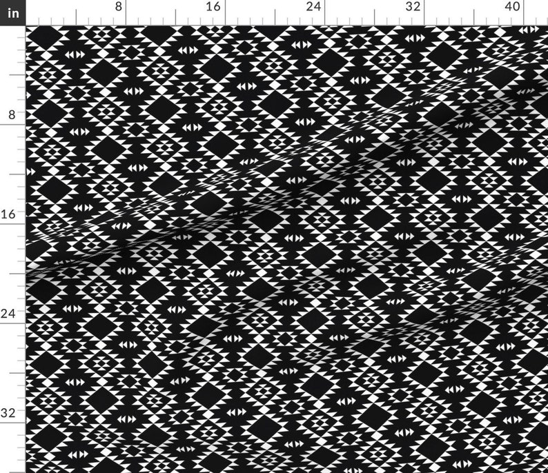 Southwest Tribal Triangles Fabric black White by Kimsa Boho Etsy