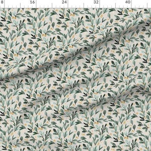 Mistletoe Green Floral Fabric - Winter Berry Sprigs - Gold On Gray By Crystal Walen - Mistletoe Cotton Fabric By The Yard With Spoonflower image 2