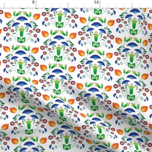 Spring Floral Bright Illustration Polish Fabric - Polish Folk Florals By Elenaballam - Polish Cotton Fabric By The Yard With Spoonflower