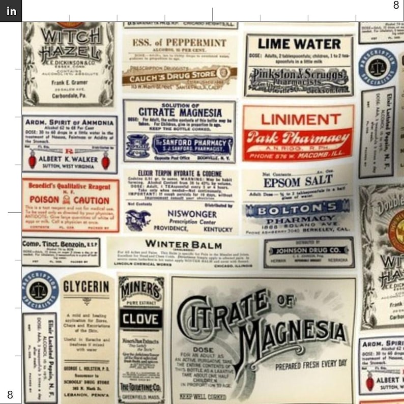 Vintage Pharmacy Fabric - Vintage Apothecary by nurseinsomniac - Retro Medicine Apothecary Labels Medical Fabric by the Yard by Spoonflower image 3