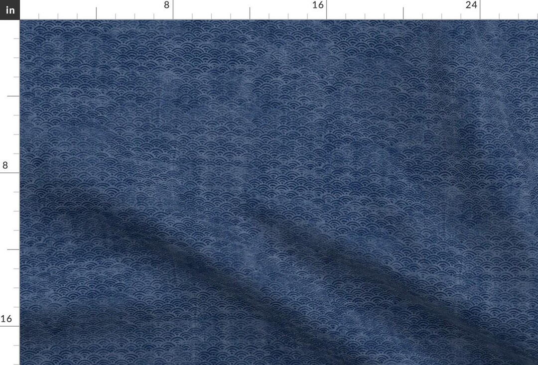 Ocean Waves Fabric - Japanese Waves by Forestsea - Blue Scallop Ocean ...