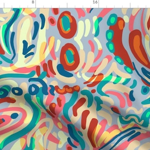 Abstract Fabric - Selina By Sarekaunique - Abstract Novelty Unique Hand Drawn Painterly Colorful Cotton Fabric By The Yard With Spoonflower