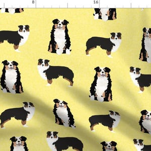Aussie Terrier Fabric - Australian Shepherd Dog - Tricolored Aussie Dog By Petfriendly - Aussie Cotton Fabric By The Yard With Spoonflower