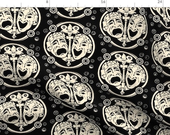 Comedy Fabric - Comedy/Tragedy By Whimzwhirled- Comedy Humor Theater Hollywood Acting Fashion Cotton Fabric By The Yard With Spoonflower