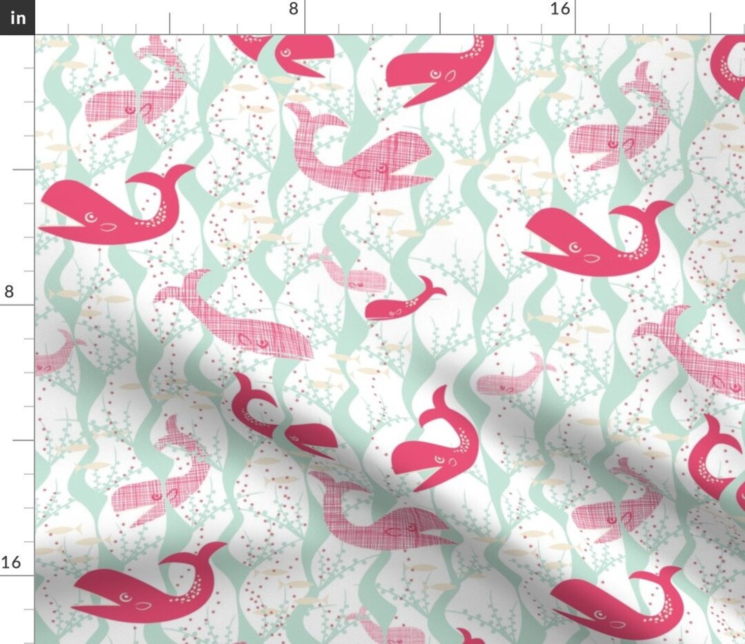Pink Whale Fabric Whale Play by Nautical Ocean Animal