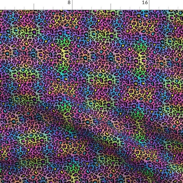 Cheetah Apparel Fabric - Cheetah Wild Colorful Leopard by parisbebe - Lisa Frank Wild Colorful Organic Knit Clothing Fabric by Spoonflower
